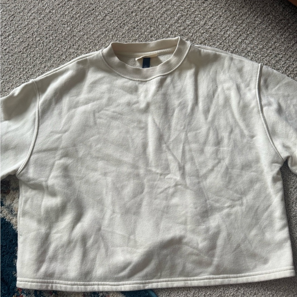 Cream Cropped Sweatshirt